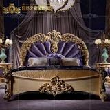 欧式实木雕花床双人床法式奢华布艺床1.8米婚床意大利床卧室家具