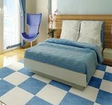 北欧手工家用沙发客厅地毯方块格子蓝白色床边卧室隔音地毯现货