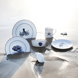 海洋系列陶瓷餐具套餐创意结婚婚礼礼品类青花瓷器碗盘杯