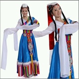 新款民族风藏族舞蹈演出服/少数民族藏族舞蹈服/水袖舞台服饰-女