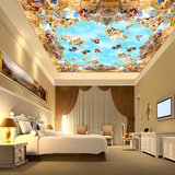 欧式风格吊顶天使3D立体墙纸壁纸酒店大堂天花板无缝壁画影视墙布