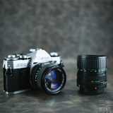 二手Canon/佳能AE-1胶片胶卷相机+50mm-1.4镜头(双镜头套机）