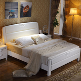 木人巷地中海全实木床白色双人床1.8米欧式床橡木床中式田园床