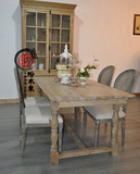 外贸出口美式乡村实木餐桌复古做旧橡木长方形会客桌 样板房家具