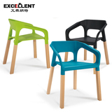 欧式实木扶手餐椅创意休闲咖啡椅塑料靠背椅接待洽谈电脑办公椅子