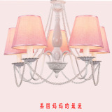 新款美式简约粉色美式简约水晶公主女孩儿童房卧室客厅餐厅吊灯具