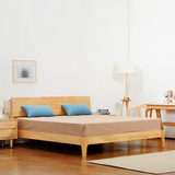 北欧宜家橡木双人全实木床1.8米 欧式简约单人床1.5米婚床家具
