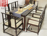 老榆木新中式免漆禅意茶桌椅实木仿古原木茶桌现代中式茶桌椅组合