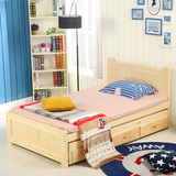 定制  韩式实木抽拉床 拖床 推拉床 松木床带储物儿童床 子母床