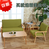 宜家小户型单人日式沙发椅双人实木客厅田园布艺阳台椅咖啡椅卡座