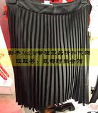 HM女装专柜正品折扣代购9月百褶风琴黑色雪纺半身裙0426603