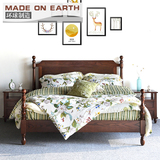 预定 环球制造 1.5米1.8米全实木美式床品牌床白蜡木双人床 家具