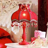 婚房床头灯红色喜庆结婚礼物简约现代韩式房间温馨公主卧室台灯