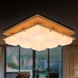 吸顶灯 北欧宜家LED创意个性实木韩式玻璃灯罩温馨儿童房卧室灯具