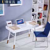 欧式现代简约实木腿书桌 白色烤漆家用笔记本电脑桌台式书桌