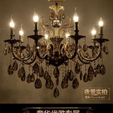 欧式新古典水晶吊灯客厅蜡烛卧室艺术复古青铜吊灯餐厅LED灯具