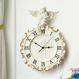 2016欧式田园静音客厅大钟表单壁钟创意个性天使时钟电池异形挂钟
