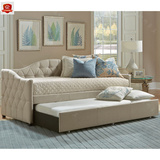 美式布啦扣艺小户型多功能转角可折叠沙发床1.8欧式实木框架沙发