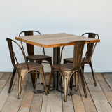 美式铁艺实木圆形方形餐桌椅组合复古做旧铁艺餐桌饭桌咖啡厅桌椅