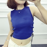 2016夏季新款韩版无袖短款针织外穿背心修身显瘦全棉打底上衣女装