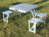 户外折叠连体桌铝合金折叠桌休闲简易广告宣传桌便携式户外折叠桌