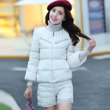 反季清仓特价韩版修身显瘦羽绒棉衣女套装短款加厚冬装两件套外套