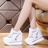 韩版春夏新款11cm超高跟厚底内增高运动鞋透气网面休闲松糕鞋女鞋