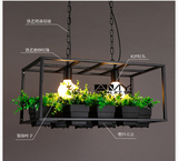 创意美式田园可放植物花盆架吊灯客餐厅吧台简约铁艺阳台花店吊灯