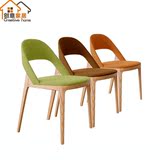 餐椅 北欧原木水曲柳实木椅 酒店工程咖啡厅靠背休闲布艺创意餐椅