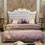 实木雕花双人床美式简欧新古典卧室软包床法式1.8米实木家具婚床