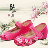 新品春夏桃花朵朵女童鞋中国风绣花鞋民族舒适女布鞋儿童演出鞋