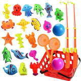 益智磁性钓鱼玩具套装磁铁鱼 儿童戏水玩具多种鱼户外沙滩钓鱼