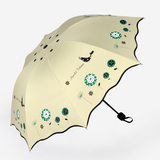 鸟语花香折叠雨伞晴雨两用伞女韩国防紫外线遮阳伞黑胶防晒太阳伞