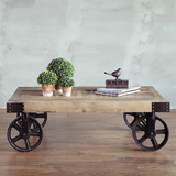 美式LOFT工业风复古做旧铁艺茶几咖啡桌 个性创意实木小桌子矮桌