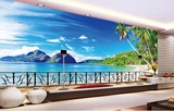 3d立体海景大型壁画简约现代墙纸厨房客厅卧室壁纸电视背景墙壁纸