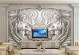 大型壁画3D欧式客厅电视背景墙纸壁纸玄关走道沙发浮雕立体雕塑