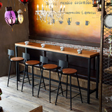 美式LOFT铁艺实木餐桌星巴克咖啡厅桌椅组合复古酒吧台家用小吧台