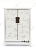 新中式实木手工描金彩绘做旧仿古典家具对开门玄关鞋柜餐边储物柜