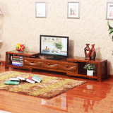 实木电视柜组合现代中式 伸缩地柜简约小户型水曲柳客厅家具整装