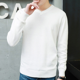白色纯色毛衣男套头衫韩版大码毛衫学生V领薄款针织衫男长袖线衫