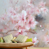 抽象花卉油画墙纸 温馨卧室电视背景墙壁纸 无缝大型定制墙纸壁画
