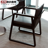 实木椅子北欧现代餐椅咖啡椅布艺皮艺靠背休闲扶手餐椅靠包实木椅