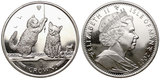 马恩岛 2001年 世界名猫系列 索马里猫 1克朗 纪念硬币