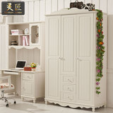 实木衣柜 2门3门象牙白板式卧室家具韩式田园组装衣柜 简约储物柜