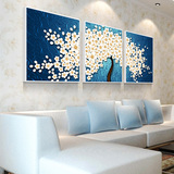 招财客厅装饰画现代有框冰晶玻璃画三联画卧室餐厅壁画挂画发财树