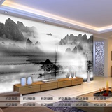 大型中式水墨山水壁画中国风客厅沙发书房酒店餐厅背景墙壁纸墙纸