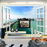 3D立体大海大型壁画客厅卧室海景设计图装修壁纸电视装饰背景墙纸