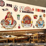 3D创意立体烤肉壁画餐厅酒楼烧烤场自助餐厅背景墙纸大型个性壁纸