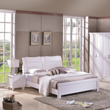 全实木床韩式床橡木床白色1.8米双人公主床1.5米纯实木高箱储物床