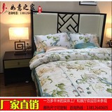 新中式实木床现代简约布艺1.8双人床 样板房酒店会所卧室组合家具